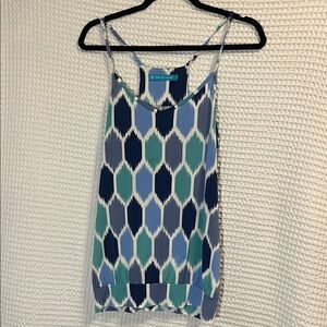 Tori Richard Blue and Green Patterned Blouse